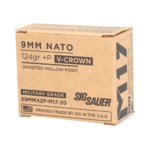 Sig Sauer E9MMA2PM1720 9MM +P 124GR V-Crown M17 Ammo JHP Handgun Ammo – 200 Rounds