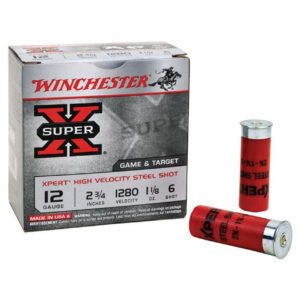 Winchester Super-X High Velocity 12 Gauge 2-3/4″ 1-1/8 oz #6 Steel Shot Shotgun Ammo – 25 Rounds