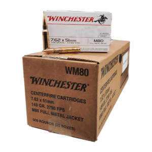Winchester WM80 7.62×51 NATO 149gr FMJ Ball Rifle Ammo – 500 Rounds