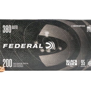 Federal Black Pack 380 Auto 95 Grain Full Metal Jacket Handgun Ammo – 200 round box