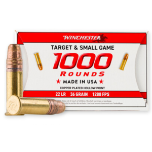 Winchester Target & Small Game 22 LR Ammo 36 Grain Copper Plated Hollow Point – 22LR1KHP – 2000 Rd Case