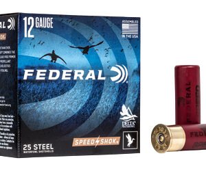 Federal, Speed-Shok, Lead Free, 12 Gauge 3″, #4, 1 1/4 oz, Steel Shot, 25 Round Box, California Certified Nonlead Ammunition