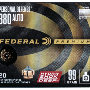 Federal Ammunition 380 AUTO 99GR HYDRA-SHOK DEEP HP Centerfire Handgun Personal Defense 25 round box