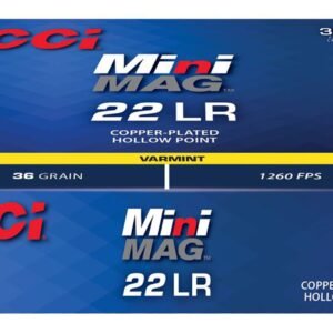 CCI 962 Mini-Mag 22 LR 36 gr 1260 fps Jacketed Hollow Point (JHP) Ammo Rimfire Ammo – 3000 Rounds