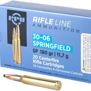 PPU PP30063 Standard Rifle 30-06 Springfield 180 gr Soft Point (SP) Rifle Ammo – 20 Rounds