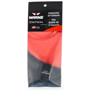 Warne MEG422BLK Magazine Extension made of 6061-T6 Aluminum with Hardcoat Anodized Black Finish for Glock 42 Magazines (Adds 2rds)