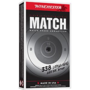 Winchester Match 338 Lapua Magnum 285 Grain Hollow Point Boat Tail Rifle Ammo