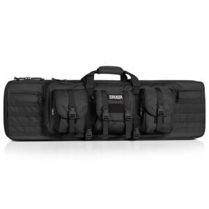 Savior Equipment American Classic Double Rifle Bag – Suitable for Rifle Shotgun, w/ Backpack Strap, 51″ Long – Black