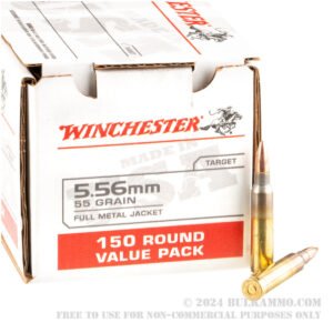 Winchester USA 5.56 Ammo 55gr FMJ Rifle Ammo – 600 Rounds