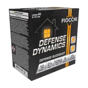 Fiocchi 12EX9P 12 Gauge 2-3/4″ Defense Buckshot Shotgun Ammo – 25 Rounds