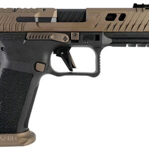 Canik TTI Combat Full Size Frame 9mm Luger 18+1 4.60″ Black Nitride Fluted/Ported Barrel Burnt Bronze Cerakote Optic Cut/Serrated Steel Slide