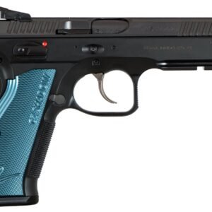 CZ-USA 91257 Shadow 2 SA/DA 9mm 4.89″ Non-Tilted Barrel 17+1 Checkered Blue Aluminum Grip