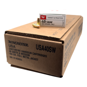 Winchester Ammunition USA 40 S&W 165 Grain FMJ Handgun Ammo – 500 round case