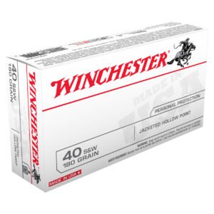 Winchester USA 40 S&W 180 Grain Jacketed Hollow Point – 50 Rd