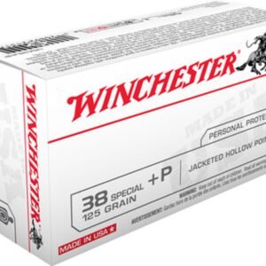 Winchester USA 38 Special 125 Grain +P Jacketed Hollow Point, 50 Rd