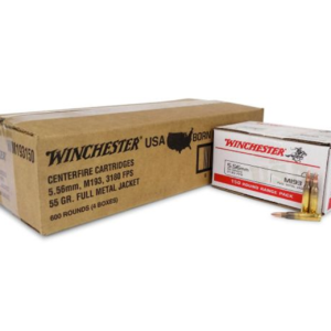 Winchester USA 5.56 Ammo 55gr FMJ Rifle Ammo – 600 round case