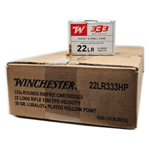Winchester 22LR Ammo 36 Grain Hollow Point Copper Plated Rimfire Ammo – 3330 round case