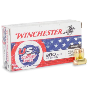 Winchester USA .380 ACP 95gr FMJ Handgun Ammo – 50 round box