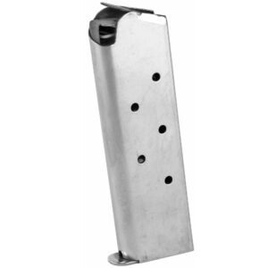 Ed Brown Magazine 45ACP 7 Rounds Fits 1911 Includes 1 Thick and 1 Thin Base Pad Stainless – Silver