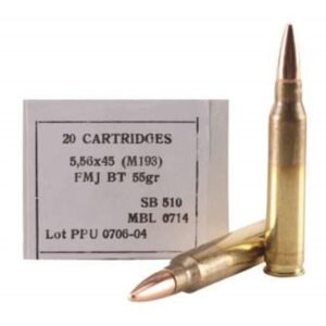 Prvi PPU 5.56x45mm NATO Ammunition M193 PP52 55 Grain Full Metal Jacket Rifle Ammo – 20 Rounds
