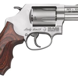 S&W 162414 Model 60 Ladysmith 2.12″ 357 Mag Stainless Steel, 5rd, Satin Stainless Steel J-Frame, Ergonomic Wood Grip For Smaller Hands